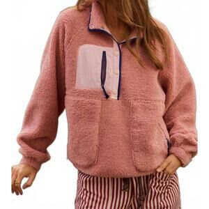 NEW LOVLOV daily colorblock button pullover in mauve swoon pink